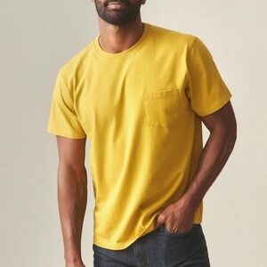 AMERICAN GIANTS Mens S Pocket Tee Shirt Yellow Cotton Made USA Casual Basic